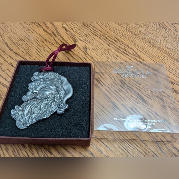 SEAGULL PEWTER SMILING SANTA ORNAMENT NIB - Picture 3 of 9